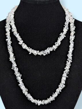 Rock Crystal Chip Beaded Infinity Necklace